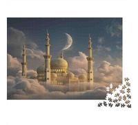 Rompecabezas de 1000 Piezas con diseño de Nubes y mezquitas islámicas. Juego Educativo para Adultos con temática de la Luna Creciente. Hermosa decoración cumpleaños. 38x26cm