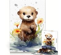 Rompecabezas de 1000 Piezas con diseño de Nutria en Acuarela para Adolescentes, Sharp Recall Serene Escape Uniform Cut Perfect Xmas (38x26cm)
