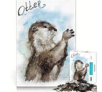 Rompecabezas de 1000 Piezas con diseño de Nutria Marina en Acuarela, Ideal para Adolescentes, un Juguete Educativo para Disfrutar en Familia, con Cortes (50x75cm)