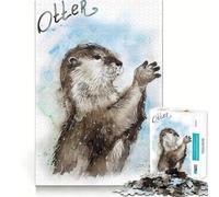 Rompecabezas de 1000 Piezas con diseño de Nutria Marina en Acuarela para Adolescentes Juguete Estimulante para el Cerebro, Juego Relajante, Corte Premium, (38x26cm)