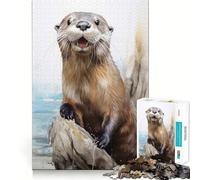 Rompecabezas de 1000 Piezas con diseño de Nutria Marina en Acuarela para Adolescentes Rompecabezas fácil de armar Ideal para el Ocio Corte Limpio Navidad (50x75cm)