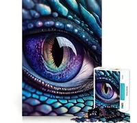 Rompecabezas de 1000 Piezas con diseño de Ojo de dragón Azul Brillante,Bordes Finos,Ideal para desarrollar la Mente,Relajarse y Disfrutar de la Navidad Regalo Divertido (38x26cm)