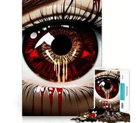 Rompecabezas de 1000 Piezas con diseño de Ojo Rojo Sangriento,Juego de Bordes, Juguete para Entrenar el Cerebro,diversión para Jugar despacio,Regalo de cumpleaños 38x52cm