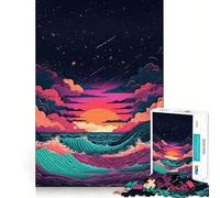 Rompecabezas de 1000 Piezas con diseño de Olas del océano al Atardecer para Adolescentes Mejora la Memoria, relájate y Disfruta del Momento Bordes precisos Un Regalo increíble 50x75cm