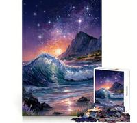 Rompecabezas de 1000 Piezas con diseño de Olas del océano bajo un Cielo Estrellado para Adultos Juguete para ejercitar la Mente, aliviar el estrés y Decorar la Pared con un diseño nítido (38x52cm)