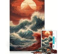 Rompecabezas de 1000 Piezas con diseño de Olas del océano y Puesta de Sol en Japón para Adolescentes Ideal para estimular la Memoria Reducir el estrés y Crear un Rompecabezas de Corte Suave Regalo
