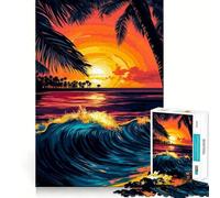 Rompecabezas de 1000 Piezas con diseño de Olas oceánicas al Atardecer Ideal para Adolescentes ejercitar la Mente Crear vínculos afectivos y Disfrutar de un Tiempo de Calidad Piezas de colección