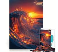 Rompecabezas de 1000 Piezas con diseño de Olas oceánicas al Atardecer para Adolescentes Juguete para desarrollar la lógica y la Capacidad de relajación Corte preciso Regalo Ideal (38x52cm)