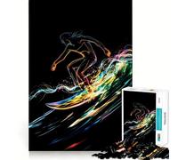 Rompecabezas de 1000 Piezas con diseño de Ondas neón Vibrantes para Adolescentes Juego Que estimula el Cerebro Encaje Huecos Actividad Relajante para Grupos en Interiores (50x75cm)