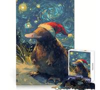 Rompecabezas de 1000 Piezas con diseño de ornitorrinco y Gorro de Papá Noel para Adolescentes Juego de ingenio y relajación (50x75cm)