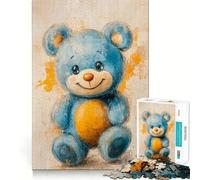 Rompecabezas de 1000 Piezas con diseño de Osito Azul y Borde sin Costuras,Ideal para Jugar,ejercitar la Mente y divertirse 38x26cm