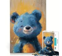 Rompecabezas de 1000 Piezas con diseño de Oso Azul Alegre y Bordes Lisos Juguete Creativo para un rato Agradable Regalo Divertido para cumpleaños (50x75cm)