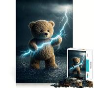 Rompecabezas de 1000 Piezas con diseño de Oso de Peluche con Poderes de Rayo para Adultos Rompecabezas de Memoria Disfrute del Montaje Lento de la Imagen Regalo Creativo 50x75cm