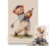 Rompecabezas de 1000 Piezas con diseño de Oso de Peluche Jugando al Golf para Adolescentes Mejora la Memoria, relájate y Disfruta del Momento Bordes precisos ¡Un Regalo increíble! 38x26cm