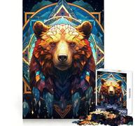 Rompecabezas de 1000 Piezas con diseño de Oso de vitral para Adultos y Adolescentes Juguete para el Tiempo Libre Decoración de Pared con Bordes precisos 50x75cm