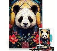 Rompecabezas de 1000 Piezas con diseño de Oso Panda en vidriera para Adolescentes Juguete Educativo para Toda la Familia Corte de Calidad Regalo Elegante (38x52cm)