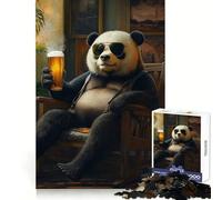 Rompecabezas de 1000 Piezas con diseño de Oso Panda relajándose con Cerveza, Ideal para Adolescentes Juego Inteligente para armar Un Regalo Encantador (50x75cm)