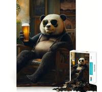 Rompecabezas de 1000 Piezas con diseño de Oso Panda relajándose con Cerveza, Ideal para Adolescentes Juego Inteligente para armar Un Regalo Encantador (50x75cm)