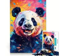 Rompecabezas de 1000 Piezas con diseño de Oso Panda salpicado de Pintura para Adolescentes Juguete Que estimula la lógica y Alivia la tensión Borde de Calidad Artículo de Santa Claus (38x26cm)