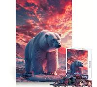 Rompecabezas de 1000 Piezas con diseño de Oso Polar al Atardecer en el Ártico para Adolescentes Ideal para estimular la Memoria, para el hogar y para armar Un Regalo Encantador (38x26cm)