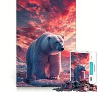 Rompecabezas de 1000 Piezas con diseño de Oso Polar al Atardecer en el Ártico para Adolescentes Juguete para ejercitar la Mente, Juego Relajante, Corte Premium, (38x52cm)