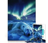 Rompecabezas de 1000 Piezas con diseño de Oso Polar bajo la Aurora Boreal para Adolescentes Juguete de lógica con Forma de Tren para aliviar el estrés Corte Suave Regalo Memorable (38x26cm)