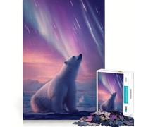 Rompecabezas de 1000 Piezas con diseño de Oso Polar bajo la Aurora Boreal para Adultos Juguete Inteligente, Divertido y silencioso Bordes Suaves Regalo Ideal para Festivales (38x26cm)