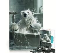 Rompecabezas de 1000 Piezas con diseño de Oso Polar Blanco en una bañera Ideal para Adolescentes ejercita la Mente desarrolla la Habilidad es Divertido Tiene Piezas de tamaño Uniforme y precisas