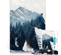 Rompecabezas de 1000 Piezas con diseño de Oso Polar de Doble exposición para Adolescentes Ideal para estimular la Memoria, para el hogar y para armar Un Regalo Encantador (38x52cm)
