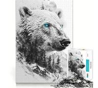 Rompecabezas de 1000 Piezas con diseño de Oso Polar de Doble exposición para Adultos: Mejora la Memoria, Alivia la ansiedad y Decora la Pared con Bordes Afilados (38x26cm)