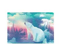 Rompecabezas de 1000 piezas con diseño de oso polar de la aurora boreal de WHJSHOP para adultos y niños, rompecabezas divertidos para aliviar el estrés