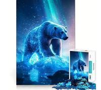 Rompecabezas de 1000 Piezas con diseño de Oso Polar en la Aurora Boreal para Adolescentes Juguete de lógica, Sencillo y Divertido Bordes Suaves Regalo Elegante (50x75cm)