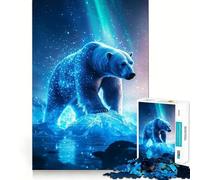 Rompecabezas de 1000 Piezas con diseño de Oso Polar en la Aurora Boreal para Adolescentes Juguete Educativo para Disfrutar en Familia Corte de Calidad (38x26cm)