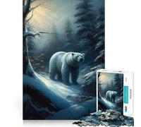 Rompecabezas de 1000 Piezas con diseño de Oso Polar en un Bosque nevado para Adolescentes Juguete para desarrollar la Capacidad Mental y Relajarse Corte preciso (50x75cm)