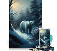 Rompecabezas de 1000 Piezas con diseño de Oso Polar en un Bosque nevado para Adolescentes Refuerza la Memoria, Calma y relajación Bordes (38x26cm)