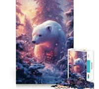 Rompecabezas de 1000 Piezas con diseño de Oso Polar en un país de Las Maravillas Invernal para Adultos Rompecabezas Suave para Relajarse Imagen para armar Artículo de Santa Claus (38x52cm)