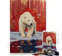 Rompecabezas de 1000 Piezas con diseño de Oso Polar enjaulado sobre Hielo, Ideal para Adolescentes Juguete Educativo para Toda la Familia Corte (50x75cm)