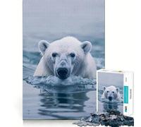 Rompecabezas de 1000 Piezas con diseño de Oso Polar Nadando Regalo Ideal para Adultos Juguete para desarrollar la lógica y la Capacidad de razonamiento Diseño Elegante y fácil de armar (50x75cm)