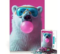 Rompecabezas de 1000 Piezas con diseño de Oso Polar y Chicle para Adultos Juguete para ejercitar la Mente Diseño Casual y Relajante Colección de Piezas de Arte para armar (38x52cm)