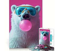 Rompecabezas de 1000 Piezas con diseño de Oso Polar y Chicle para Adultos Rompecabezas Suave para Relajarse Imagen para armar Artículo de Santa Claus (38x26cm)