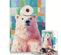 Rompecabezas de 1000 Piezas con diseño de Oso Polar y Papel higiénico para Adolescentes Juguete de lógica Resistente Juego de Escape Tranquilo Borde Transparente Regalo de cumpleaños (38x26cm)