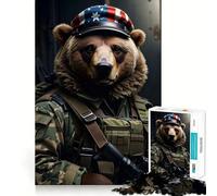Rompecabezas de 1000 Piezas con diseño de Oso Soldado para Adolescentes Ideal para estimular la Memoria, calmar y Relajarse Un Regalo sincero (38x52cm)
