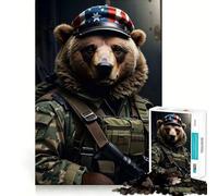 Rompecabezas de 1000 Piezas con diseño de Oso Soldado para Adolescentes Juguete de lógica Fina, Relajante y Divertido Decoración de Pared con Bordes limpios (50x75cm)