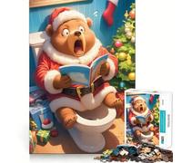 Rompecabezas de 1000 Piezas con diseño de Oso sorprendido de Papá Noel para Adolescentes Juguete para ejercitar la Mente, Ideal para Relajarse y Disfrutar del Arte Regalo Original 38x26cm