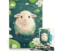 Rompecabezas de 1000 Piezas con diseño de ovejas en un Estanque con nenúfares para Adultos Juguete para Pensar, Relajante y con un diseño Limpio Decoración de Pared 50x75cm