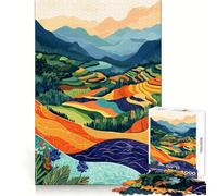 Rompecabezas de 1000 Piezas con diseño de Paisaje asiático y arrozales Ideal para Practicar la lógica Un pasatiempo Relajante Bordes limpios Un Regalo estupendo (50x75cm)