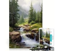 Rompecabezas de 1000 Piezas con diseño de Paisaje de Arroyo de montaña y Cascada para Adultos Juguete de lógica Fina, Divertido y silencioso Bordes limpios Regalo Memorable (38x26cm)