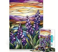 Rompecabezas de 1000 Piezas con diseño de Paisaje de Atardecer en vidrieras, Bordes definidos, decoración, Juego cognitivo, Juguete fácil de Usar, Divertido, Ocio (38x26cm)