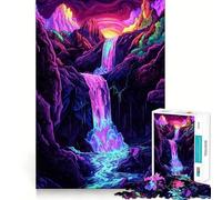 Rompecabezas de 1000 Piezas con diseño de Paisaje de Cascada neón para Adultos Juguete para ejercitar la Mente Diversión Garantizada Corte Perfecto Regalo Ideal para Las Fiestas (38x26cm)