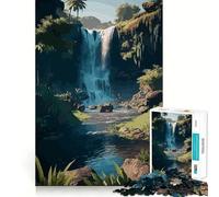 Rompecabezas de 1000 Piezas con diseño de Paisaje de Cascada para Adolescentes Juego de concentración Mental Corte de precisión Bordes Lisos Juego Ideal para Rellenar Calcetines navideños (38x52cm)